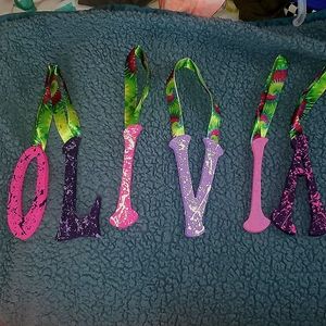 homemade OLIVIA wooden letters